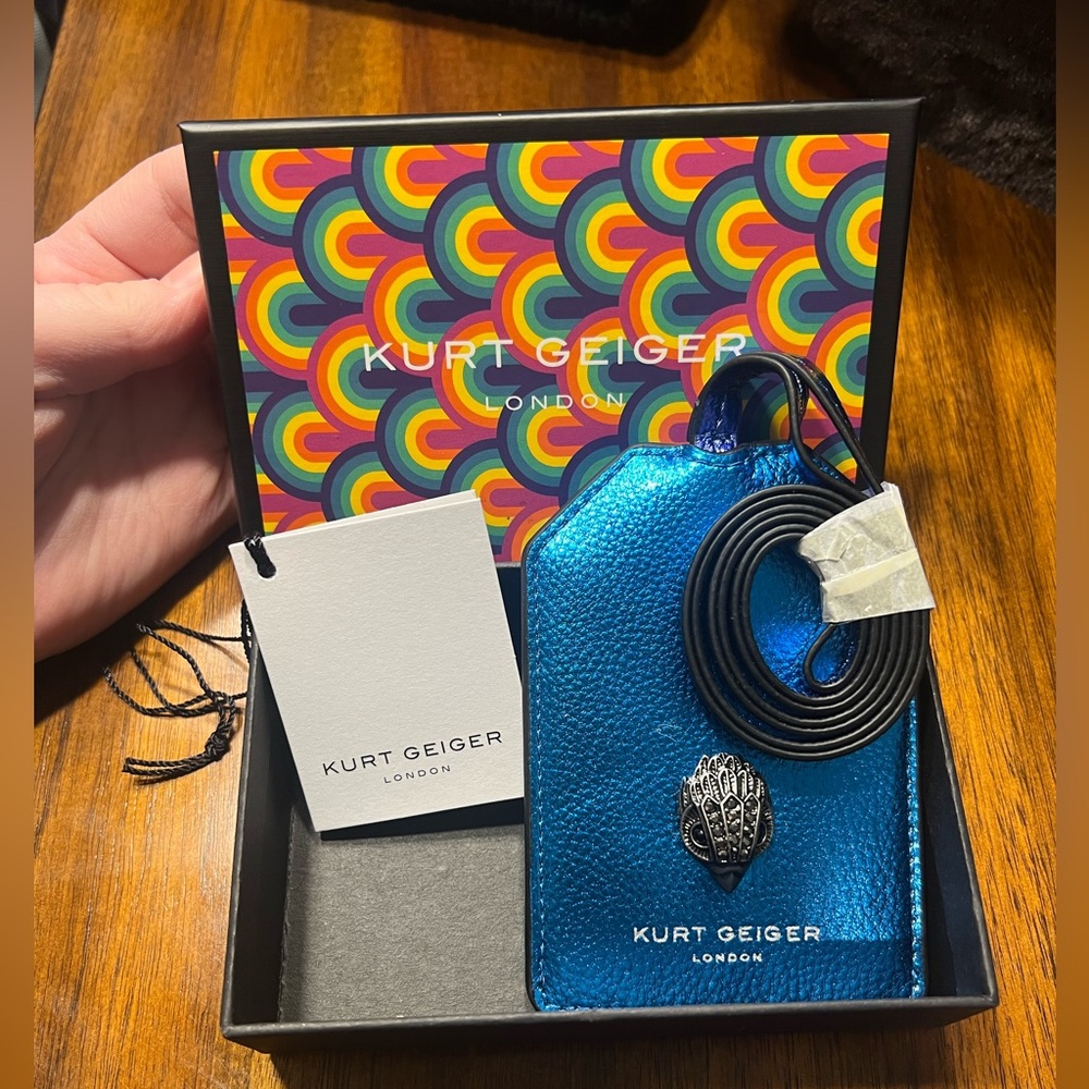 Kurt Geiger Metallic Blue Card Holder
